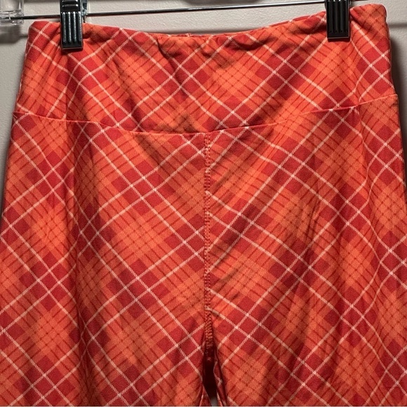 LulaRoe OS Soft Leggings One Size 2-10 Small-Large Checked Orange Multitone - Picture 8 of 15